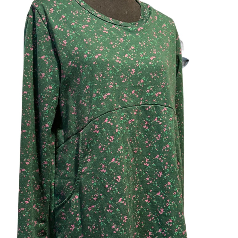 Green Floral Ruffle Tier Sweatshirt With Pockets